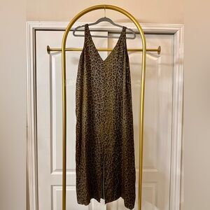 Massimo Dutti Brown and Green Leopard Print Dress